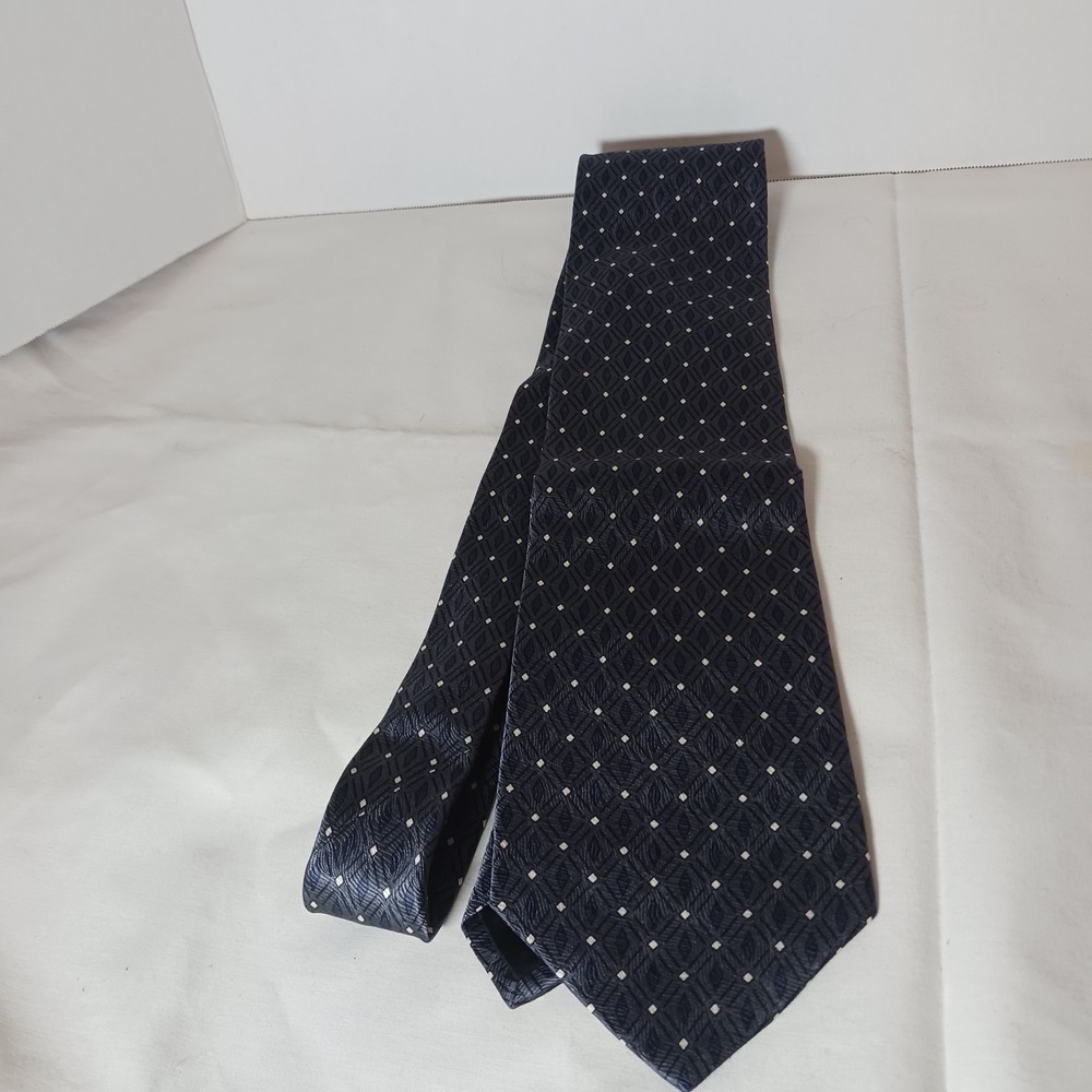 Stafford Executive Spotless 100% Silk Woven Geometric Tie Blue/White Men